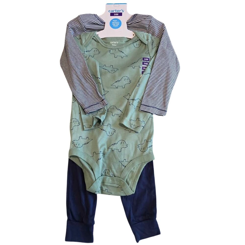 NWT 100% Cotton Carter's Dinosaur 3-Piece Outfit Set - Size 24mos
